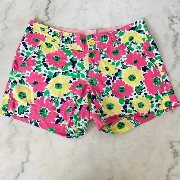Lilly Pulitzer Pants - Lilly Pulitzer Doodle Bug Daisy Shorts Women Cotton Size 2